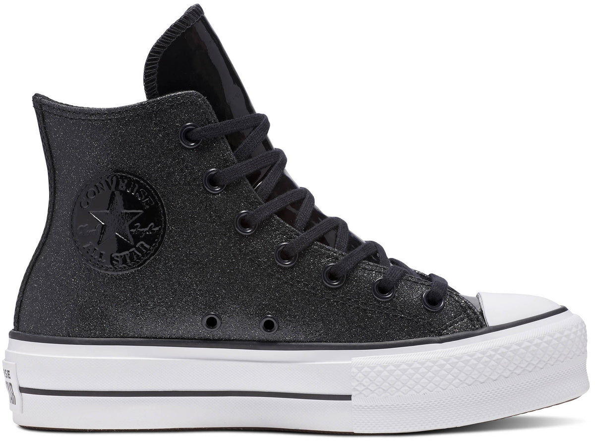 Black glitter converse high 2024 tops