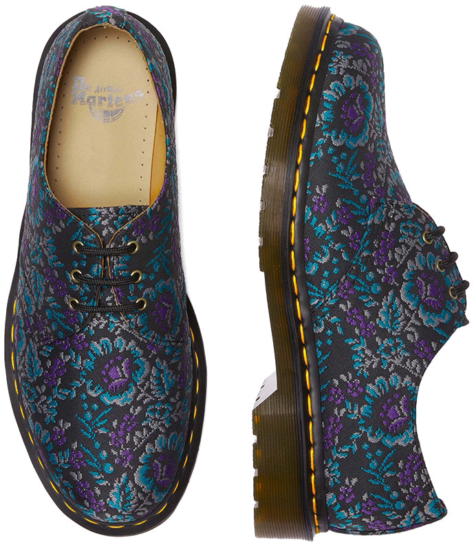 Dr. Martens 1461 Black/ Rich Purple Floral Jacquard – Baggins Shoes