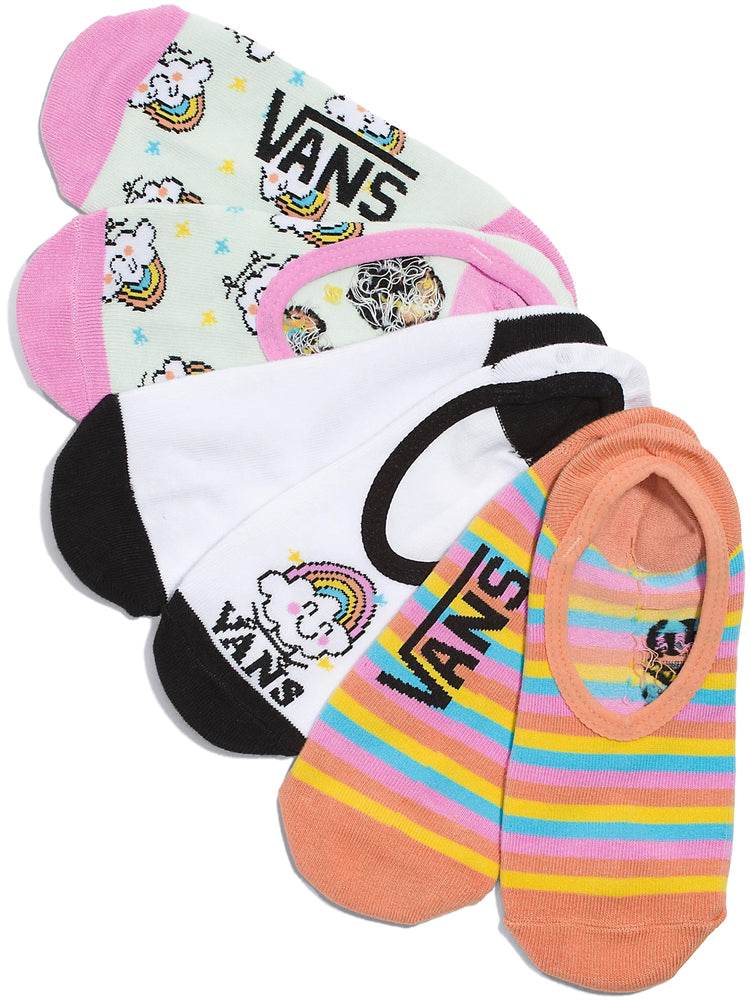 Vans Womens Canoodles Socks Rainbow Rider (3pk, W 6.5-9)