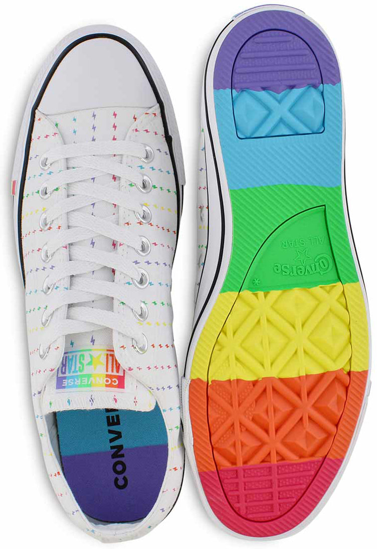 Tropisch proza grafiek Converse Chuck Taylor All Star Top Pride Allover Rainbow Bolt/White –  Baggins Shoes