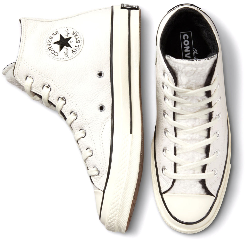 Converse Chuck Taylor All Star 1970s Hi Top Leather Egret/ Sherpa lined