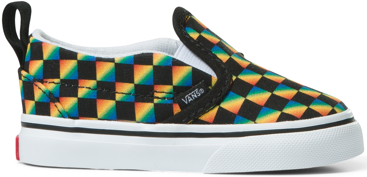 Rainbow checkered kids vans cheap