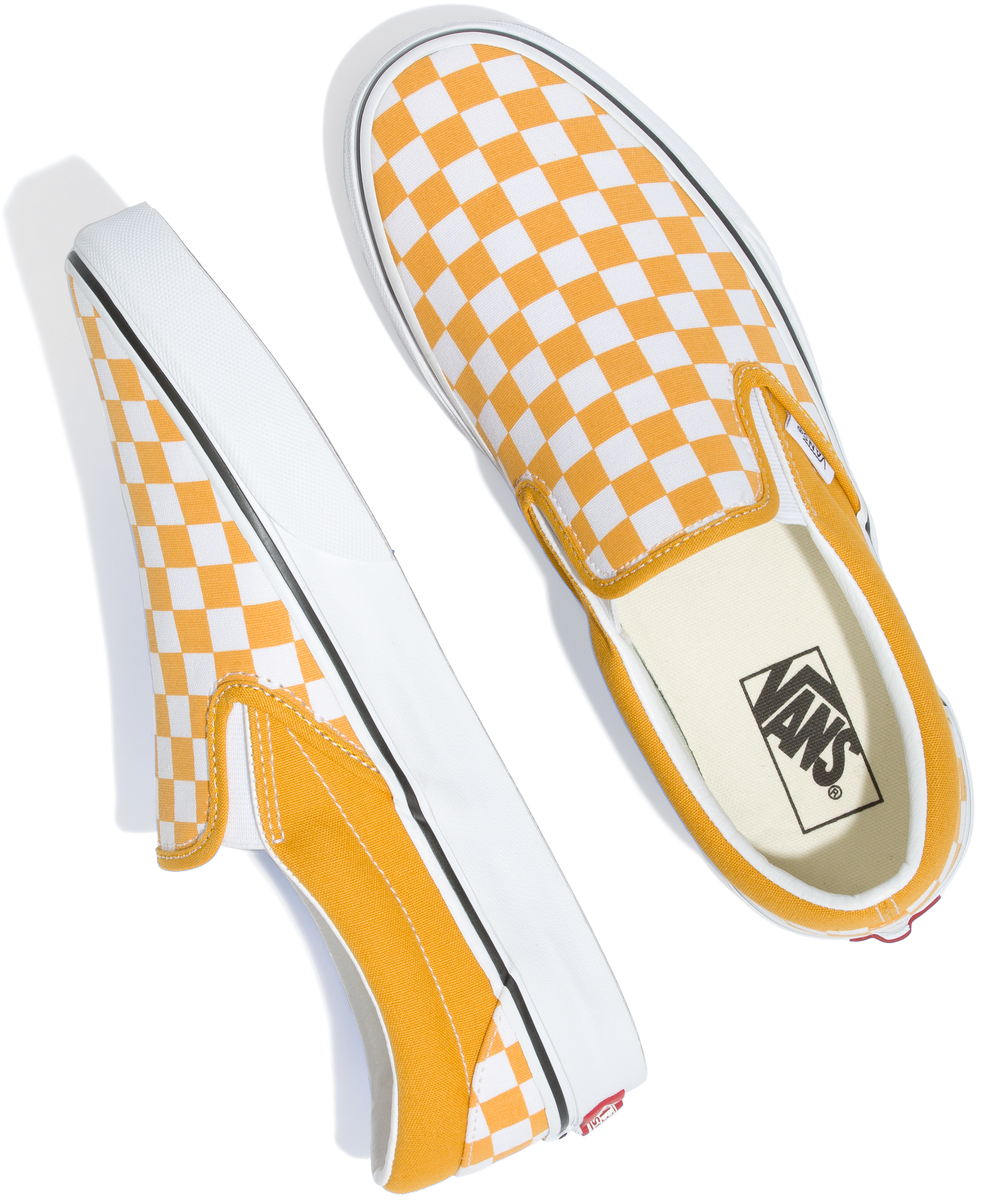 Girls yellow checkerboard vans clearance