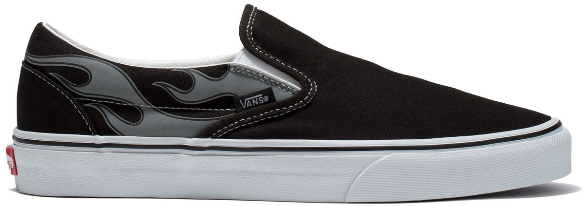 靴 VANS Classic Slip-On Flame Black Vans Classic Slip-On Reflective Flame Black – Baggins Shoes