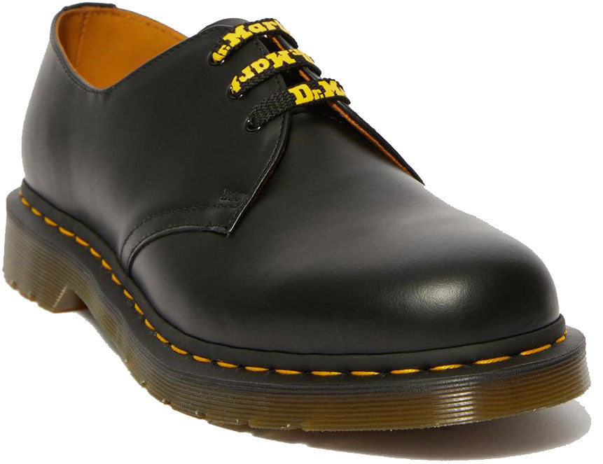 Dr Martens Logo Flat Lace Black/Yellow – Baggins Shoes