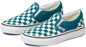 Vans Kids Classic Slip-On (Checkerboard) Blue Coral