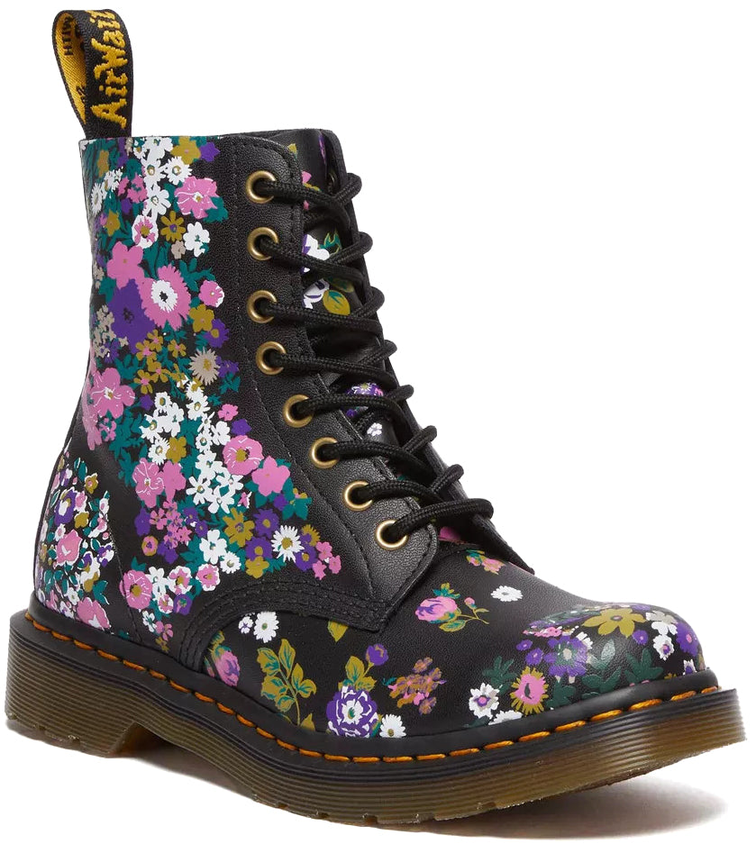 
            
                Load image into Gallery viewer, Dr. Martens Womens 1460 Pascal Black/ Multi Vintage Floral Backhand
            
        