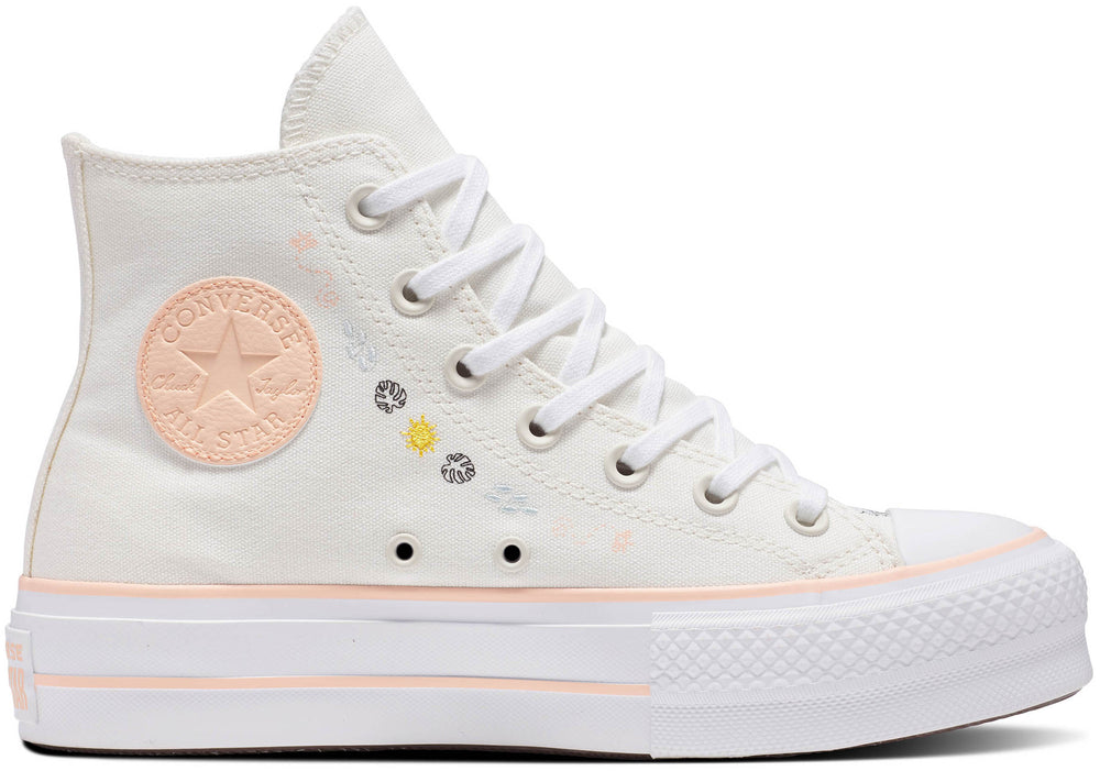 Converse Womens Chuck Taylor All Star Lift Platform Hi Top Summer Florals Egret/Cheeky Coral/White