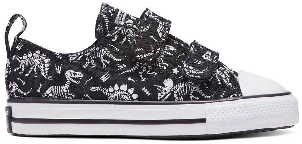 Converse Toddler Chuck Taylor All Star 2V Low Top Easy-On Dinos Black/White/White