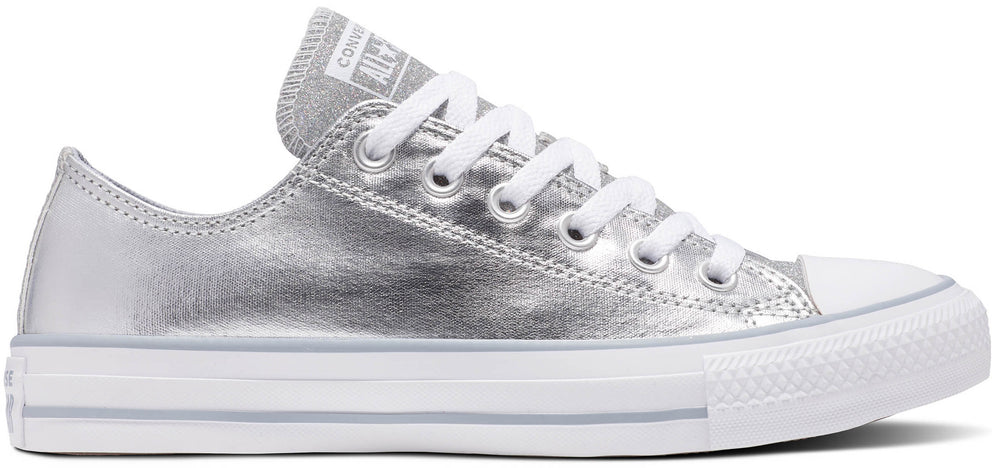 Low Top Converse White Silver Glitter Converse Womens Chuck Taylor