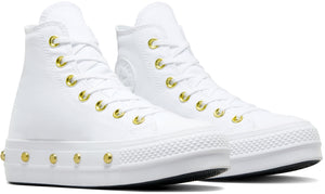 
            
                Load image into Gallery viewer, Converse Womens Chuck Taylor All Star Hi Top Lift White/ Gold
            
        