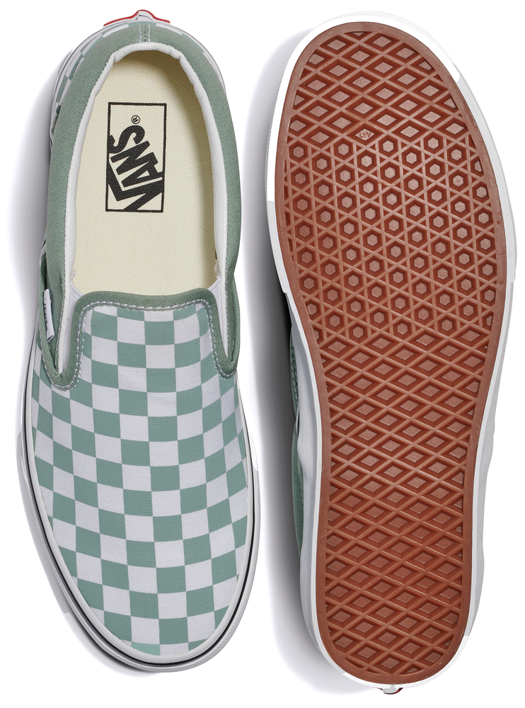 Green checkered slip on vans hot sale