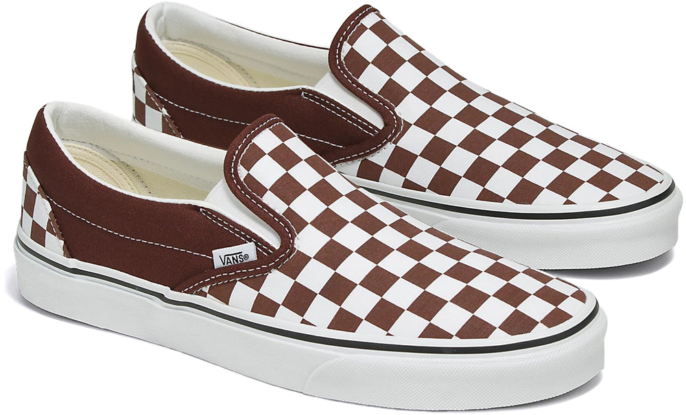 Brown checkerboard slip on vans hotsell