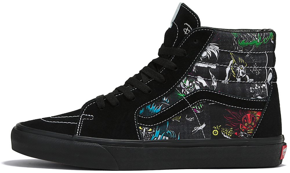 Vans High Tops Floral Black Sole Vans Unisex Sku-Hi Suede And