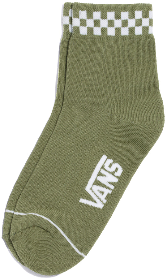 Vans Womens Peek-a-check Crew Sock Loden Green (W 6.5-10, 1 pk)