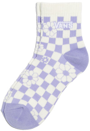 Vans Womens Half Crew Sock Sweet Lavender Checkerboard Floral (W 6.5-10, 1 Pk)