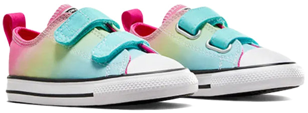 Converse Toddler Chuck Taylor All Star 2V Low Top Easy-On Bright Ombre Triple Cyan/Chaos Fuchsia