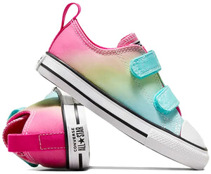 Converse Toddler Chuck Taylor All Star 2V Low Top Easy-On Bright Ombre Triple Cyan/Chaos Fuchsia