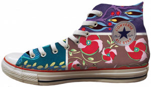 Baggins Original Hi Top Abstract Floral Teal