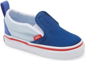 
            
                Load image into Gallery viewer, Vans Toddler Classic Slip On Colour Block Blue/Red
            
        