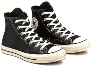 Converse Chuck Taylor All Star 1970s Hi Top Leather Black/ Sherpa lined