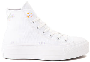 
            
                Load image into Gallery viewer, Converse Womens Chuck Taylor All Star Hi Top Lift Autumn Embroidery White
            
        