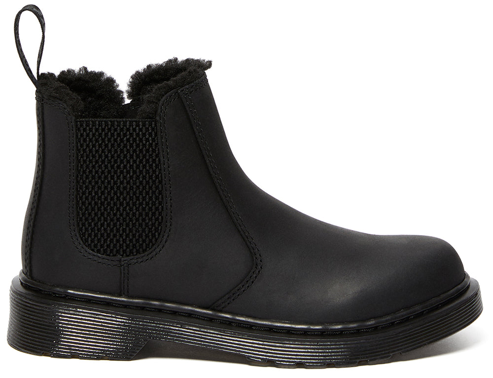 
            
                Load image into Gallery viewer, Dr Martens Kids Leather Hi Top 2976 Leonore Monochrome Black
            
        
