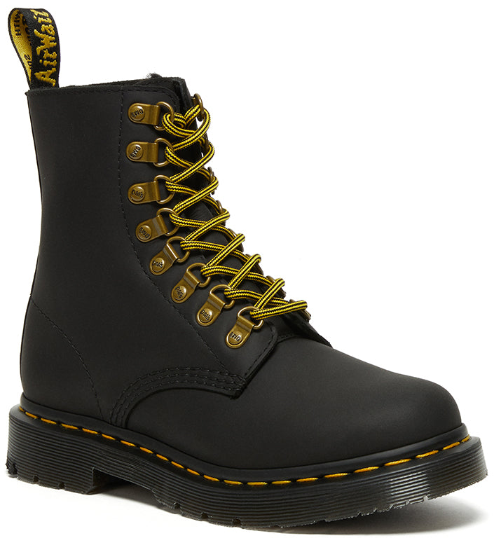 Dr Martens Womens Leather Hi Top 1460 Pascal Black Snowplow Water Proof