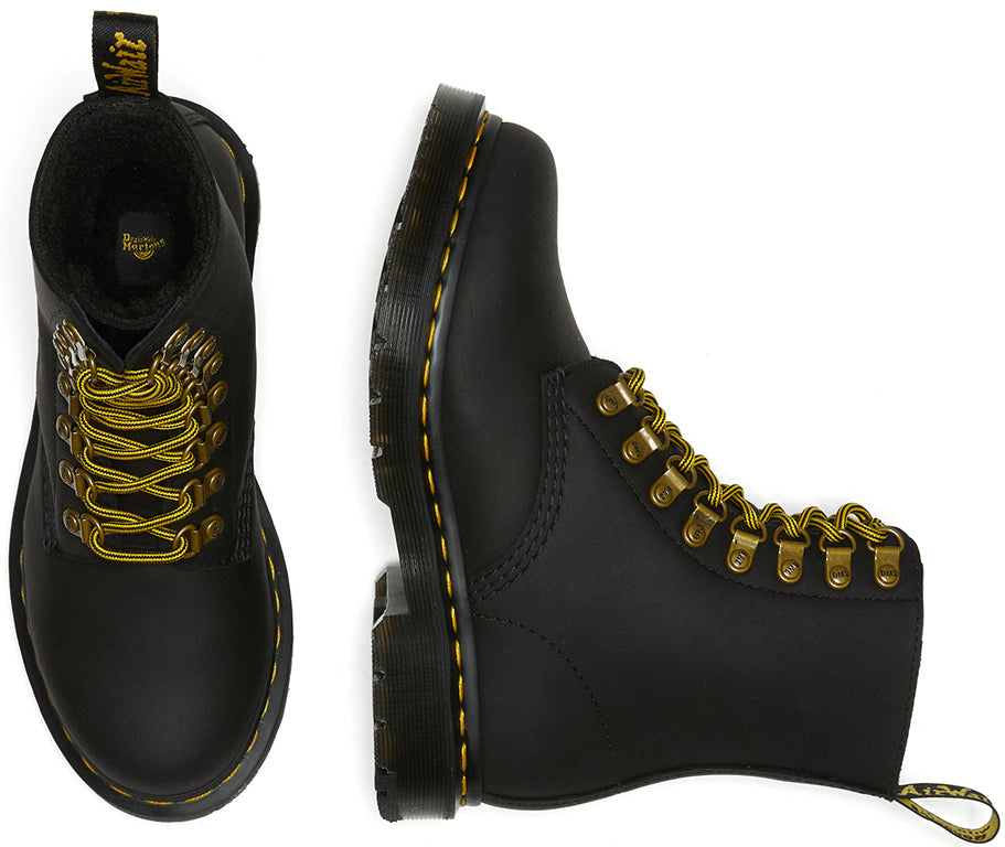 Dr Martens Womens Leather Hi Top 1460 Pascal Black Snowplow Water Proof