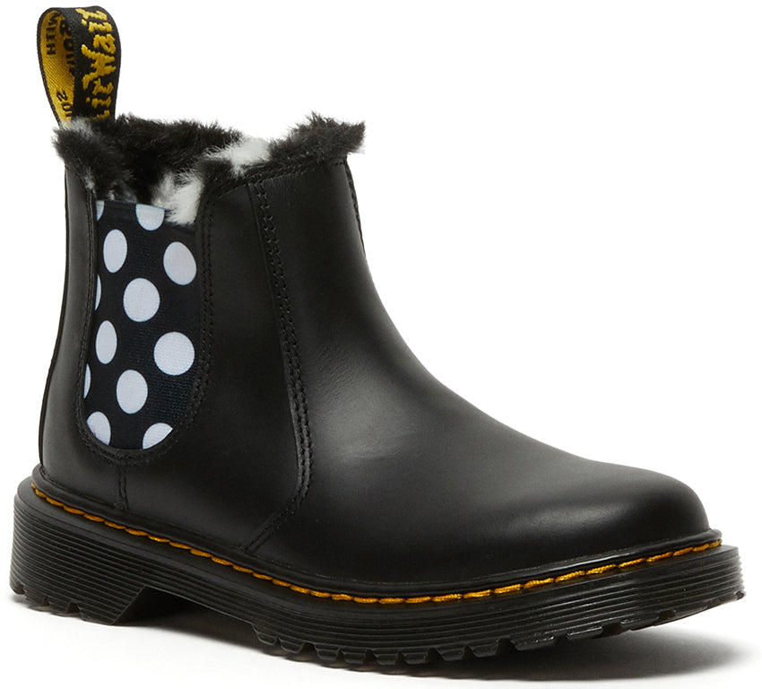
            
                Load image into Gallery viewer, Dr Martens Kids 2976 Leonore Black Romario Polka Dots
            
        
