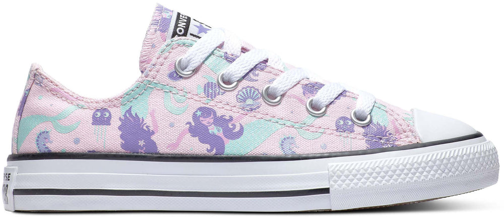 
            
                Load image into Gallery viewer, Converse Kids Chuck Taylor All Star Low Top Pink Foam/Wild Lillac/Light Dew
            
        