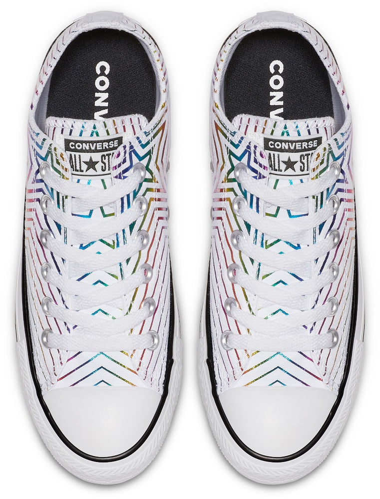 
            
                Load image into Gallery viewer, Converse Chuck Taylor All Star Low Top Iridescent Star White/Rainbow
            
        