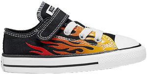 
            
                Load image into Gallery viewer, Converse Chuck Taylor All Star Infant Low Top 1 Velcro Black Enamel/Flames
            
        