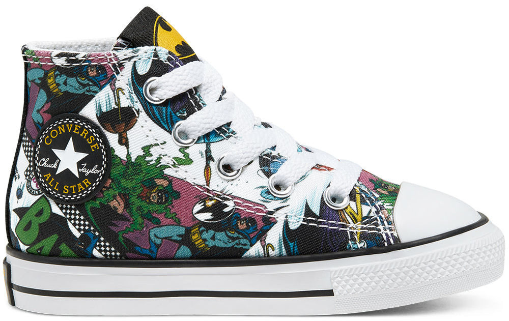 
            
                Load image into Gallery viewer, Converse Chuck Taylor All Star Toddler Batman Hi Top White/Black/Multi
            
        