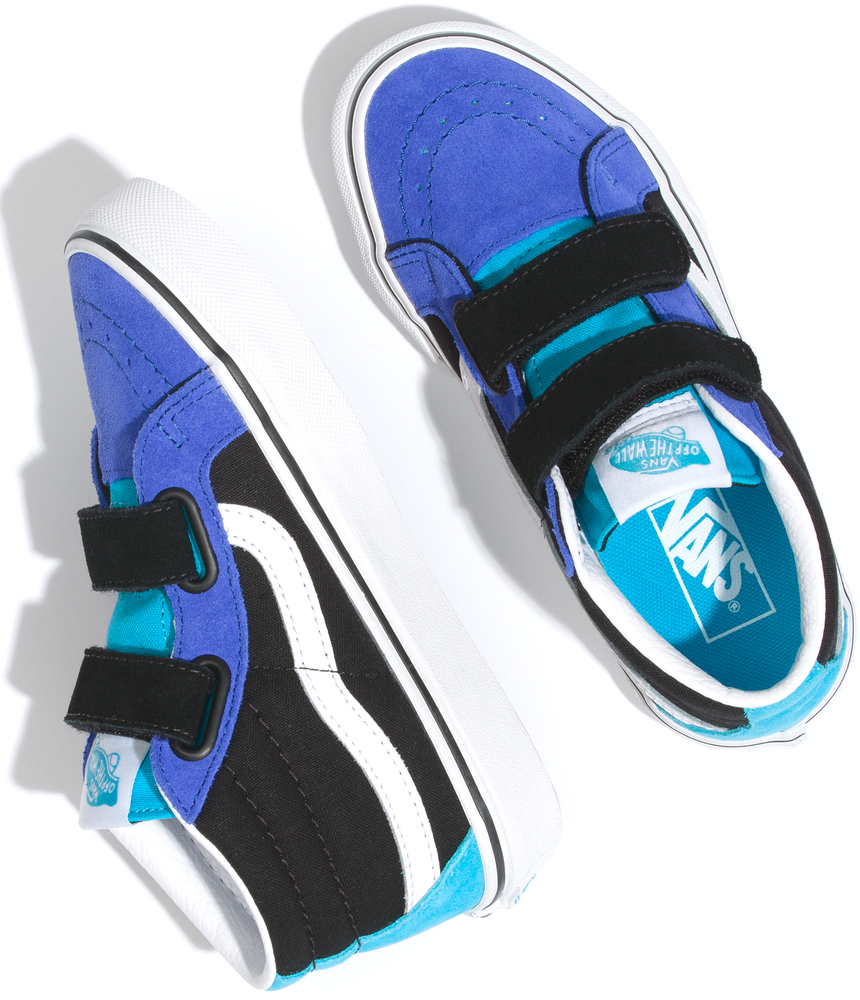 
            
                Load image into Gallery viewer, Vans Kids Skate-Mid Reissue V Color Block Black/Blue
            
        