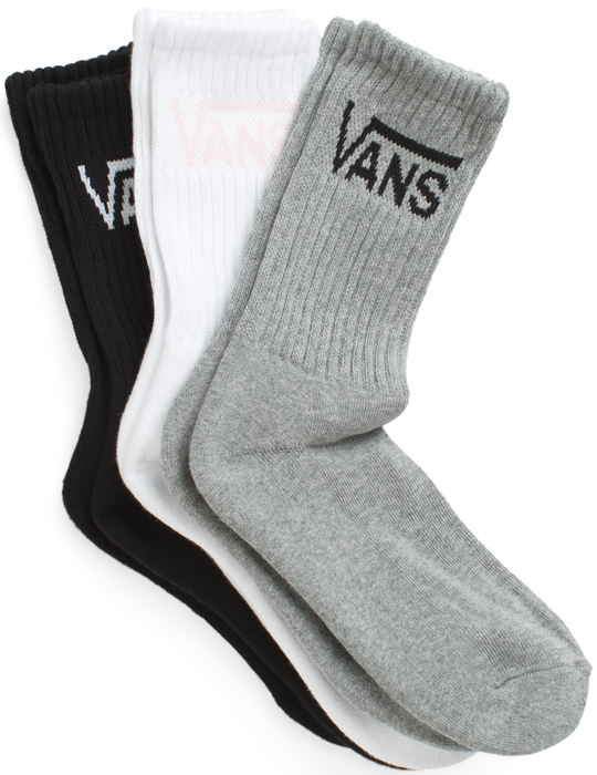Vans Womens Crew Sock White/Heather Grey (3pk, W 6.5-10)