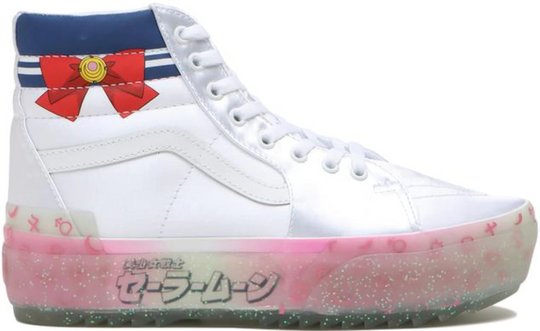 Vans X Pretty Guardian Sk8-Hi Stacked form Sailor Moon Satin White