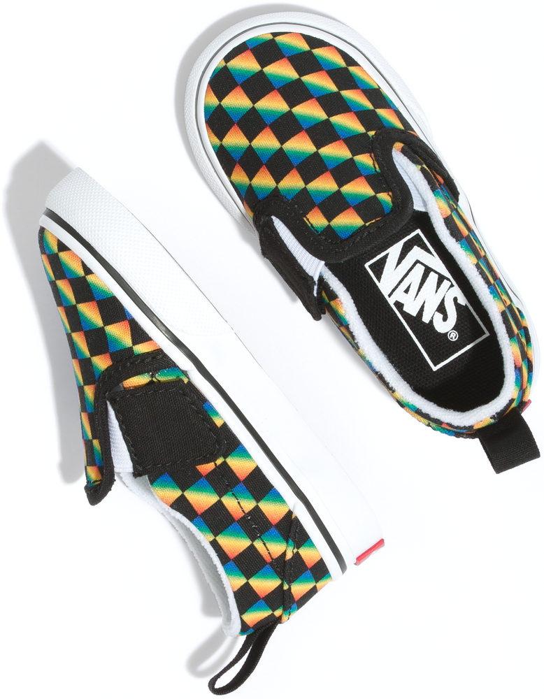 Vans Toddler Classic Slip On Rainbow Checkerboard Black Baggins Shoes