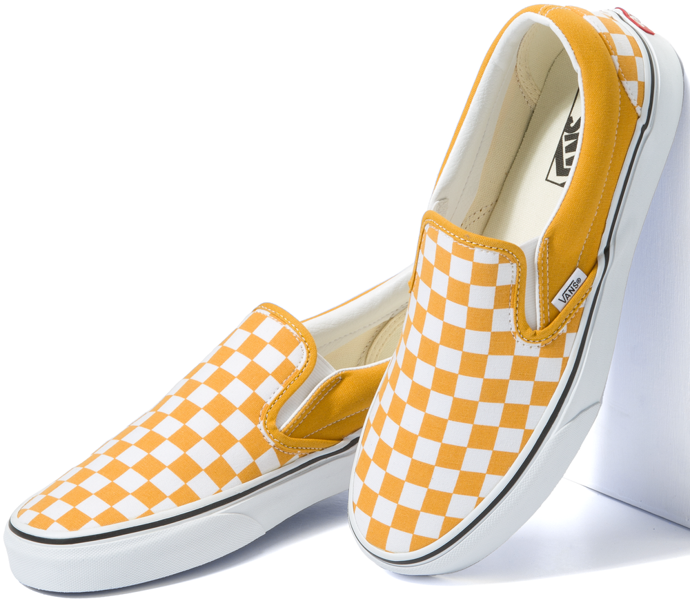 Light yellow checkerboard vans on sale