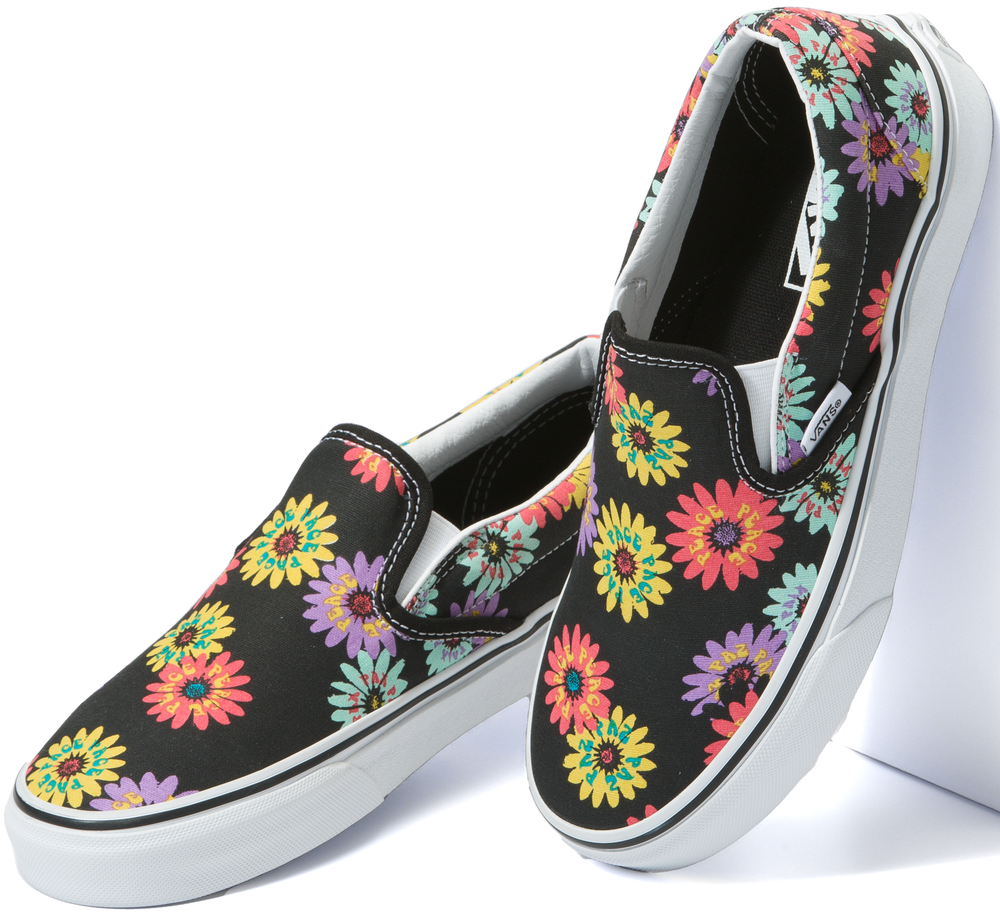 Slip on vans flowers hot sale