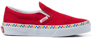 
            
                Load image into Gallery viewer, Vans Kids Classic Slip-OnRainbow Checkerboard Red/True White
            
        