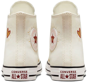 
            
                Load image into Gallery viewer, Converse Womens Chuck Taylor All Star Hi Tops Hearts Vintage White
            
        