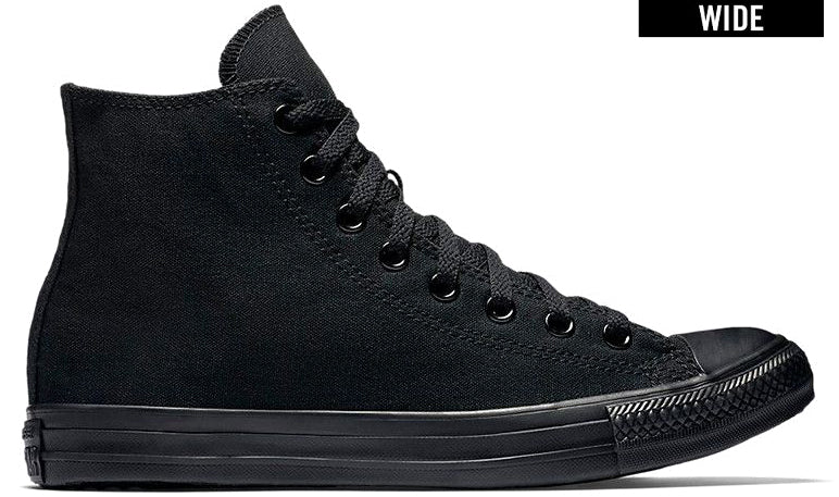 
            
                Load image into Gallery viewer, Converse Chuck Taylor All Star Hi Top Wide Width Monochrome Black
            
        