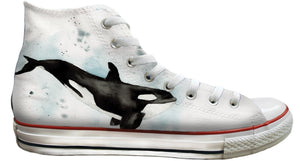 Baggins Original Hi Top Gabby Guglielmi Watercolour Whales