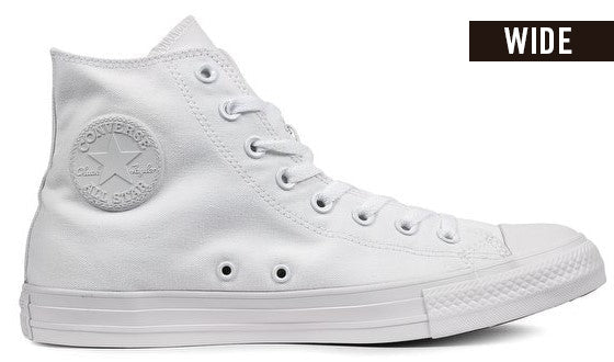 
            
                Load image into Gallery viewer, Converse Chuck Taylor All Star High Top Wide Width Monochrome White
            
        