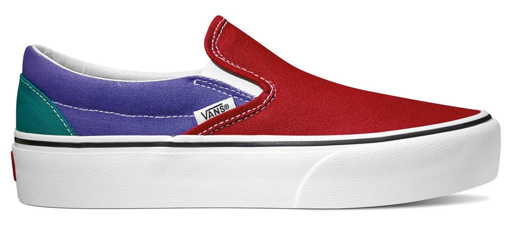 
            
                Load image into Gallery viewer, Vans Classic Slip-On Platform (Tri-Block) Tango Red/Liberty/Quetzal Green
            
        