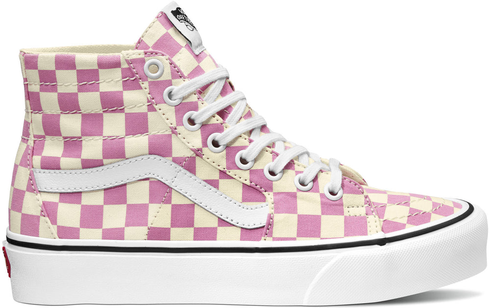 
            
                Load image into Gallery viewer, Vans Sk8-Hi Tapered Suede (Checkerboard) Fuchsia/True White
            
        