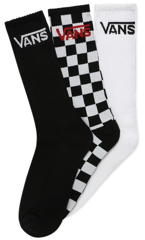 Vans Mens Crew Sock (M 9.5-13, 3 pk) Black/ White Checkerboard