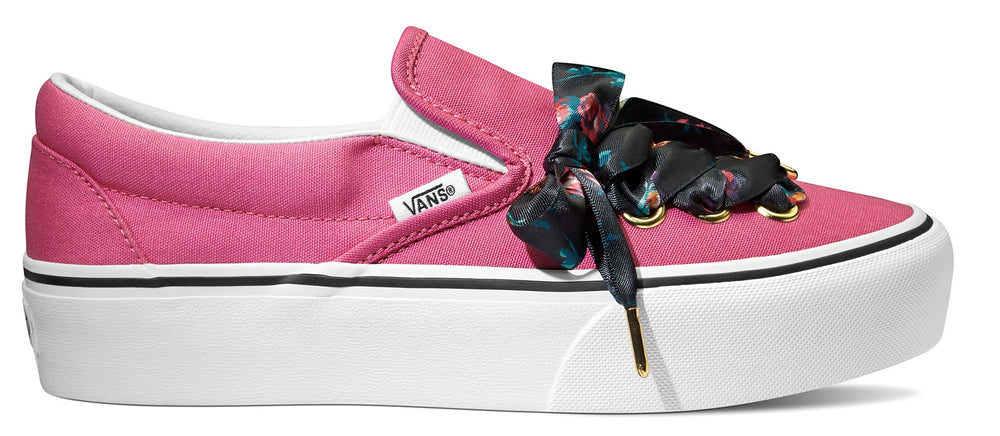 Vans Classic Slip On Platform (Oversized Lace) Carmine Rose/True Wht