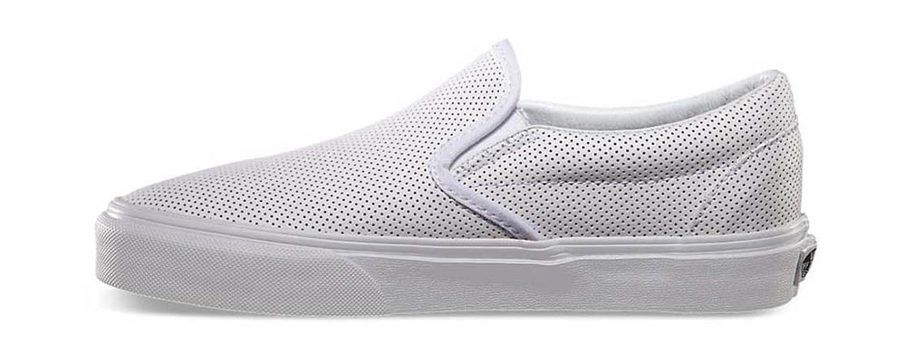 
            
                Load image into Gallery viewer, Vans Classic Slip-On (Perf Leather) White
            
        